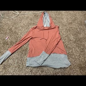 Pink and grey stripped hoodie